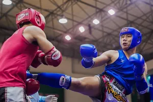 Số trận chung kết của giải diễn ra chỉ một nửa so với dự kiến ban đầu do có võ sĩ bỏ cuộc. Ảnh: PHẠM SƠN