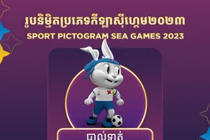 Hình ảnh nhân diện môn bóng đá của SEA Games 32. Ảnh: CAMSOC