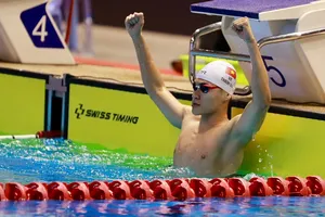 Thanh Bảo đã có tấm HCV cá nhân 100m ếch nam đồng thời phá kỷ lục SEA Games tại kỳ SEA Games 32. Ảnh: DŨNG PHƯƠNG