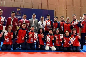 Tuyển jujitsu Việt Nam dự SEA Games 32 vừa qua và bây giờ sẽ tham dự giải vô địch thế giới 2023. Ảnh: MINH MINH