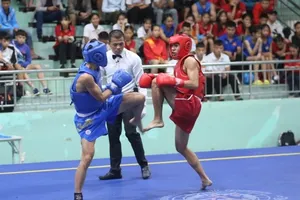 Giải wushu trẻ toàn quốc 2023 đang tranh tài tại Gia Lai. Ảnh: VĂN NGỌC.BGL