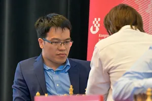 Lê Quang Liêm đã thắng trận và lọt vào vòng tiếp theo của World Cup 2023. Ảnh: BIELCHESS