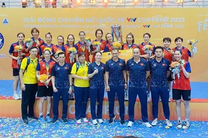 Đội tuyển bóng chuyền nữ Việt Nam 1 vô địch tại Lào Cai lần này. Ảnh: MINH MINH