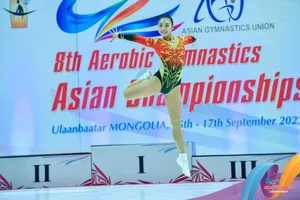 VĐV Hà Vi có tấm HCV cá nhân nữ giải vô địch châu Á 2023. Ảnh: FIG