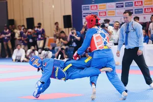 Võ sĩ vovinam Việt Nam được tập trung tập luyện chuẩn bị cho giải vô địch thế giới 2023 diễn ra trên sân nhà vào cuối tháng này. Ảnh: DŨNG PHƯƠNG