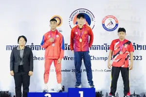 VĐV trẻ của đội vật Việt Nam có được thành tích HCV đáng kể tại giải. Ảnh: VWF