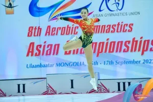 Trần Hà Vi đã thi đấu tại giải vô địch châu Á 2023 nhưng có mẫu thử dương tính với chất cấm. Ảnh: FIG