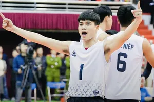 Cầu thủ Biên Phòng có chiến thắng đầu tay thuyết phục ở giải vô địch quốc gia 2024. Ảnh: BÓNG CHUYỀN VN