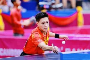 Nguyễn Anh Tú đang tập huấn tại Trung Quốc để chuẩn bị tham dự vòng loại Olympic cùng đội tuyển bóng bàn Việt Nam. Ảnh: DŨNG PHƯƠNG