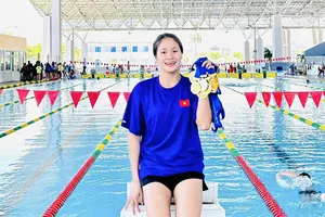Tuyển thủ Mỹ Tiên sẽ thi đấu giải bơi vô địch trẻ quốc gia 2024 tại Đà Nẵng. Ảnh: ỐC TIÊU
