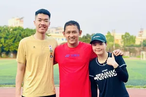 Thùy Linh và Đức Phát đã có mặt tại Quảng Trị để bước vào thi đấu. Ảnh: VBF