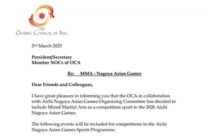 MMA nằm trong chương trình thi đấu chính thức của ASIAD 20 và thể thao Việt Nam có cơ hội cử tuyển thủ tham dự. Ảnh: OCA