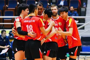 Đội nam Công an TPHCM đã có chiến thắng trước Sanest Khánh Hòa để đảm bảo 1 suất dự Cúp Hùng Vương 2025 sau giai đoạn thứ nhất của giải đấu. Ảnh: CATPHCM