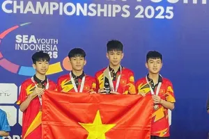 Đội nam trẻ U15 Việt Nam đã có tấm HCĐ tại giải đang diễn ra ở Indonesia. Ảnh: VTTF
