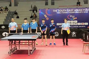 2 tay vợt của Việt Nam đã thi đấu trận chung kết đôi nam U15 tại giải đấu lần này. Ảnh: VTTF