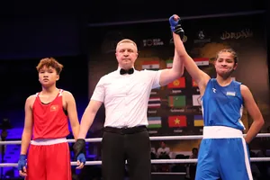 Tuyển thủ trẻ của Việt Nam đã thua đáng tiếc tại bán kết nên nhận HCĐ. Ảnh: ASIANBOXING