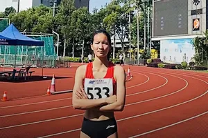 Tuyển thủ nhảy cao nữ Dương Thị Thảo đã đạt thông số 1m81 ở giải đấu tại Hồng Công (Trung Quốc). Ảnh: D.THẢO