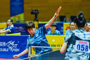 Nguyễn Khoa Diệu Khánh đã chơi nỗ lực tại trận chung kết đồng đội nữ để mang về chiến thắng cho TPHCM 1. Ảnh: ND