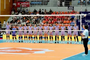 Đội tuyển bóng chuyền nữ Việt Nam có chiến thắng 3-0 trước Đài Bắc Trung Hoa. Ảnh: MINH MINH