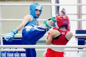 VĐV thi đấu tại giải năm nay trên võ đài ở Bắc Ninh. Ảnh: NAM TRUNG