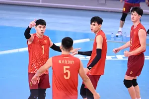 Đội tuyển bóng chuyền nam Việt Nam đã có chiến thắng đầu tiên tại SEA V.League 2025. Ảnh: AVC