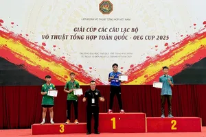 Võ sĩ An Duy của đội MMA Trung tâm TDTT TPHCM giành HCV tại giải năm nay. Ảnh: MINH MINH