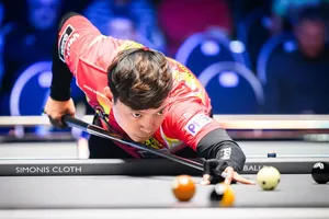 Cơ thủ Dương Quốc Hoàng đã lọt vào nhóm 64 cơ thủ mạnh nhất tại giải pool 9 bi thế giới 2025. Ảnh: MATCHROOM