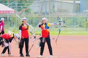 VĐV đã thi đấu sôi nổi tại giải bắn cung vô địch quốc gia 2025. Ảnh: ÁNH NGUYỆT