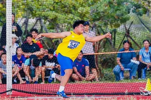 VĐV Thanh Bình vẫn giữ ưu thế trong nội dung ném đĩa. Ảnh: HOÀNG TÙNG
