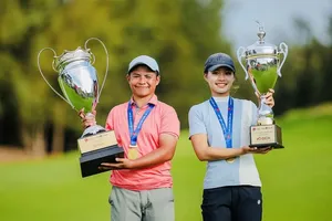 Tuấn Anh và Chúc An là nhà vô địch golf quốc gia 2025. Ảnh: VGA