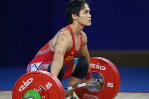 Nguyễn Trần Anh Tuấn chỉ đứng hạng 3 tổng cử tại hạng cân 60kg nam giải vô địch quốc gia năm nay. Ảnh: ĐOÀNTTVN