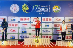 Võ sĩ Nguyễn Thị Thu Thủy giành HCV hạng cân 56kg nữ tại giải. Ảnh: MINH MINH