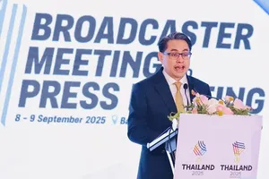 Đại diện Ban tổ chức SEA Games 33-2025 thông báo các nội dung về truyền thông, truyền hình. Ảnh: THAILANDOLYMPIC