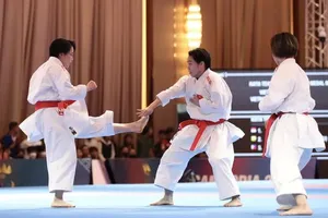 Karate là đội tuyển thể thao Việt Nam được trao HCV đầu tiên tại SEA Games 32 ở Campuchia. Ảnh: DŨNG PHƯƠNG