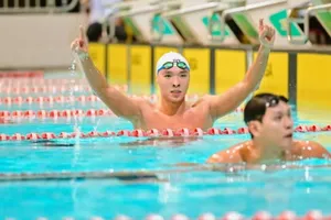 VĐV Lương Jeremie Loic Nino đã giành HCV cho đội TPHCM tại giải vô địch quốc gia 2025. Ảnh: HCMSWIMMING