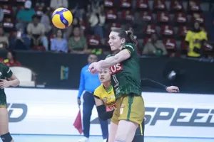 Ngoại binh Julia Sangiacomo khoác áo đội Quảng Ninh thi đấu vòng chung kết giải hạng A toàn quốc 2025. Ảnh: INDOVOLLEYBALL