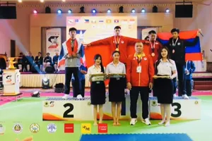 VĐV pencak silat Việt Nam giành HCV tại giải vô địch Đông Nam Á 2025. Ảnh: BTC