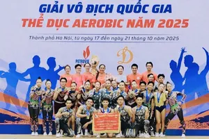 Đội tuyển thể dục aerobic TPHCM đã xếp nhất toàn đoàn tại giải vô địch quốc gia 2025. Ảnh: HOA LƯ 