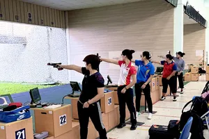 Đội tuyển bắn súng Việt Nam đang tích cực chuẩn bị cho SEA Games 33-2025. Ảnh: MINH CHIẾN