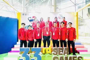 Đội tuyển TDDC Việt Nam đã có mặt tại Thái Lan và chuẩn bị thi đấu vào ngày 10-12. Ảnh: MINH CHIẾN