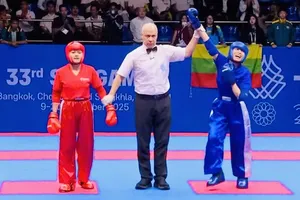 Thùy Giang (xanh) đã có chiến thắng tại SEA Games 33-2025. Ảnh: ĐOÀN TTVN