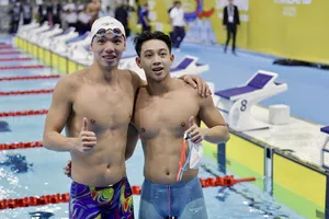 Huy Hoàng và Tuấn Anh là 2 kình ngư có kết quả huy chương nội dung 1.500m tự do tại SEA Games 33-2025. Ảnh: DŨNG PHƯƠNG