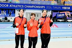 Các tuyển thủ điền kinh Việt Nam tại giải vô địch trong nhà châu Á 2026. Ảnh: MỸ HẠNH