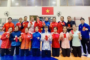 Đội vật tự do nữ Việt Nam tập trung ngày đầu năm mới 2026. Ảnh: MINH MINH