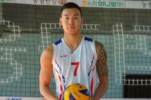 Cầu thủ Batsuuri Battur là ngoại binh của đội nam Ninh Bình tại vòng 1 giải quốc gia năm nay. Ảnh: MONGOLIAVOLLEYBALL