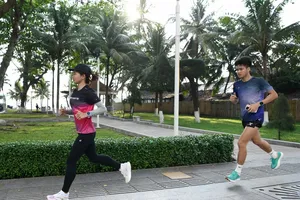 Nguyễn Thị Oanh tập luyện trước khi thi đấu chính thức ở Nha Trang (Khánh Hòa). Ảnh: NHƯ Ý