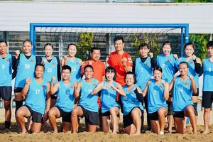 Đội bóng ném bãi biển nữ là một trong những đội tuyển được kỳ vọng đạt kết quả cao tại Đại hội. Ảnh: VHF