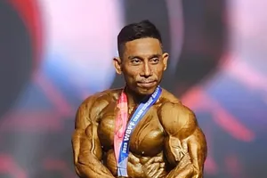 Lực sĩ Phạm Văn Mách của đội tuyển thể hình Việt Nam. Ảnh: MÁCH PHẠM