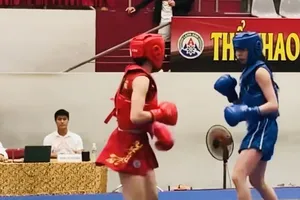 VĐV đang tranh tài giải wushu vô địch câu lạc bộ quốc gia 2026. Ảnh: MINH MINH