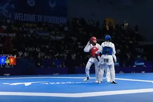 Võ sĩ Việt Nam đang thi đấu tại giải taekwondo trẻ thế giới 2026. Ảnh: BTC